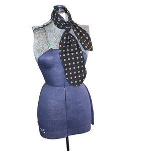 Women's Black Beige Polka Dot Scarf One Size